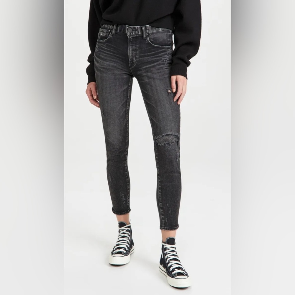 MOUSSY VINTAGE Lenwood Distressed Skinny Ankle Jeans Washed Black Size 25
